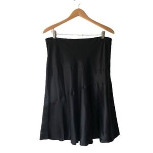 100% Silk Charmeuse Black Flowy Silky Seamed Bias Cut Mermaid Midi Skirt 14P